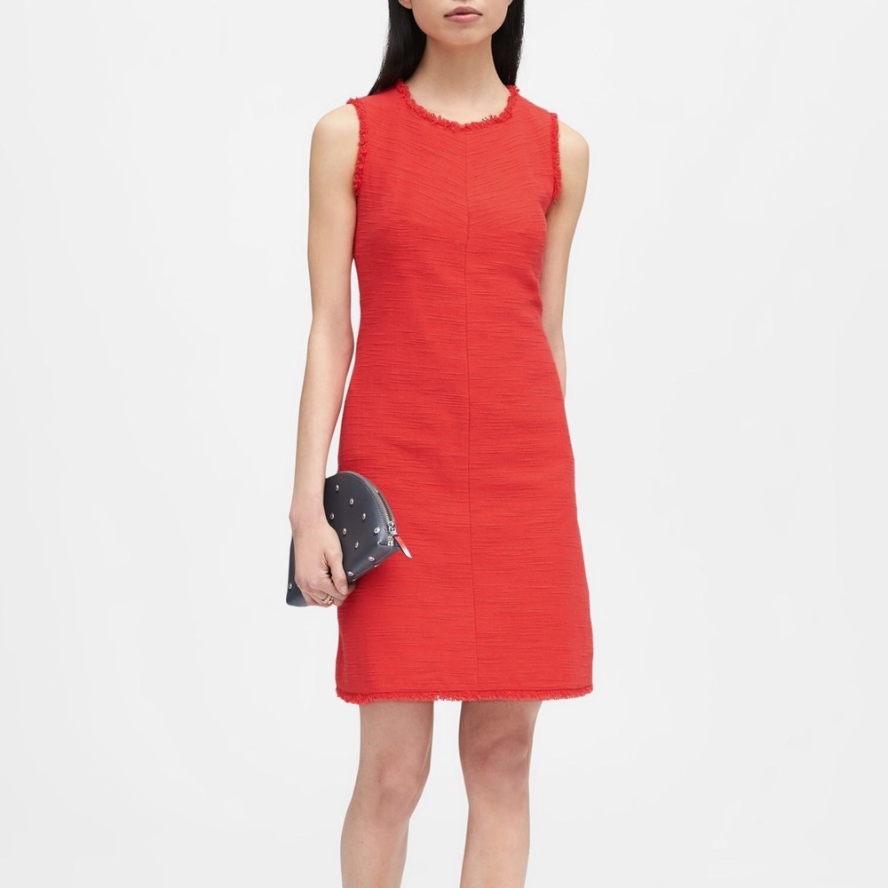 EUC red Banana Republic frayed sleeveless dress